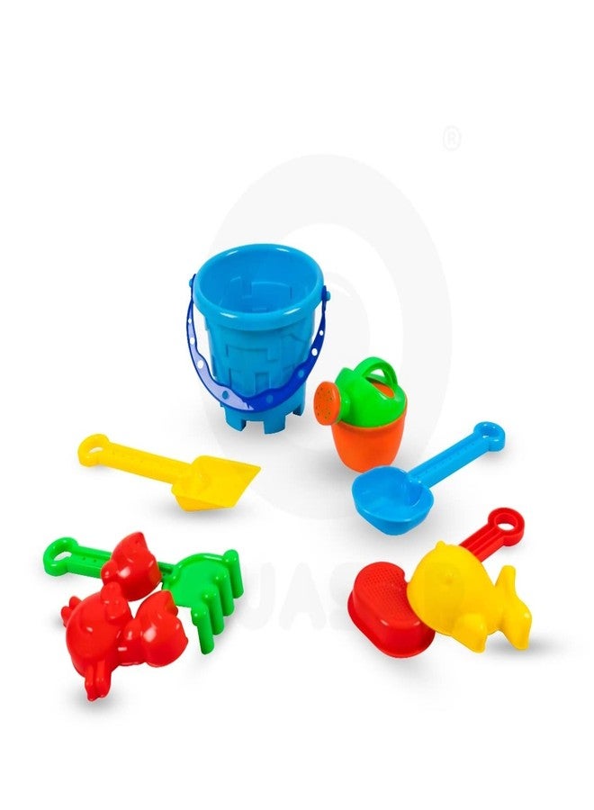 Quasar Beach Toy Set for Kids | Bucket | 2 Sand Modul | 2 Tools | 1 Gardening Water Can | Sand Garden | Pretend Role Play Set | Children Learn Play | Fun Toddler Kids Set | 8 Piece | Multicolor - Image 4